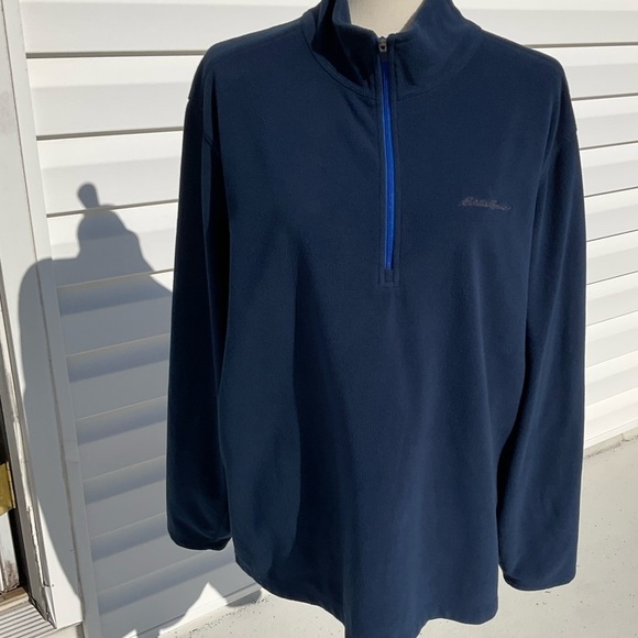 Eddie Bauer Men's Blue 1/4 Zip 100% Polyester Fleece Top - Picture 6 of 9